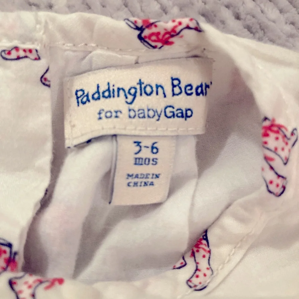 Paddington Bear for baby Gap Top‎ Blouse Boot Print 3-6 months